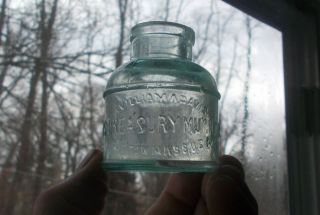 William A.  Davis U.  S.  Treasury Mucilage Boston Front Emb 1890s Ink Bottle