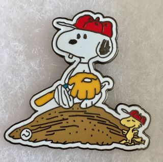 Peanuts Snoopy Pin Baseball Lapel Pin Woodstock Beagle Play Ball