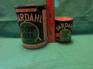 2 Vintage Tin Oil Lubricant Can Bank Advertising Bardahl Top Oil Coin Bank 2