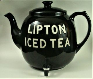 Vintage Huge Lipton Iced Tea Hall China Teapot Advertising Dispenser Great