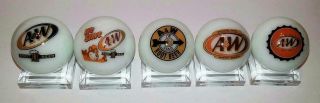 Set Of 5 A & W Rootbeer 1 " Glass Marble With Stands 2