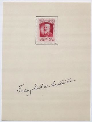 Franz I,  Prince Of Liechtenstein Autograph Reigned 1929 To 1938 Autograph Page
