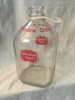 Vintage Glass Gallon Milk Bottle Meadow Gold Dairy