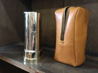 Napier Jigger Measuring Cup - Gold Pate Art Deco - Rare - - Cowhide Case