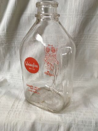 Vintage Half Gallon Milk Bottle Weissglass Dairy Corp Staten Island York