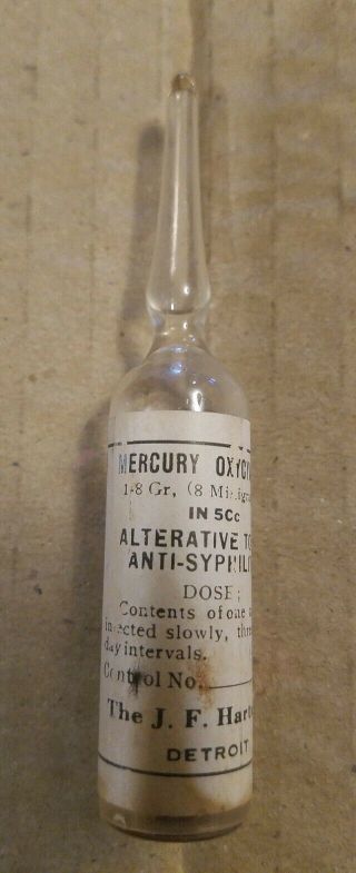 Antique Medicine Bottle Anti Syphilitic Tonic Ampule Ampullen Jf Hartz Co