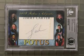 President Jimmy Carter Signed 2018 Historic Autographs Cut Beckett Bas Auto