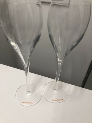 Veuve Clicquot Orange Logo Crystal Champagne Glass Flutes