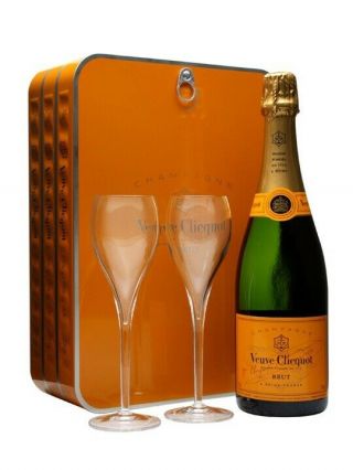 Veuve Clicquot Orange logo crystal Champagne Glass Flutes 5