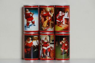 1987 Coca Cola 6 Cans Set From Zealand,  Santa Claus