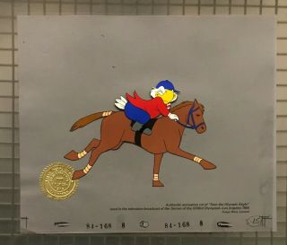 Equestrian 1984 U.  S.  Olympics Animation Cel Sam The Eagle Ueberroth Loa