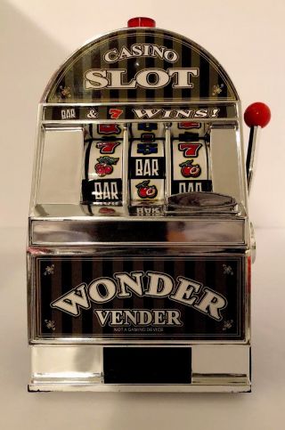 Bars And Sevens Casino Slot Machine Money Savings Bank With Spinning Wheels