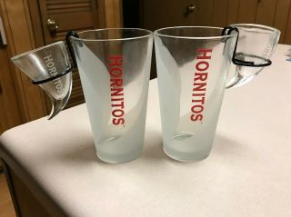 Set Of Two Hornitos Glasses With Horn - Shaped Shot Glasses