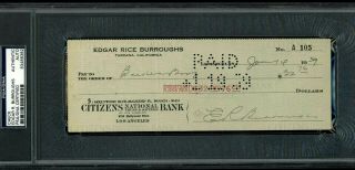 Edgar Rice Burroughs Signed Vintage 1939 Check Psa/dna Auto - Tarzan
