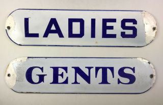 Vintage Ladies Gents Porcelain Signs Restroom Gas Railroad Restaurant Bathroom