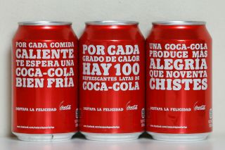 2012 Coca Cola 3 Cans Set From Puerto Rico,  Destapa La Felicidad