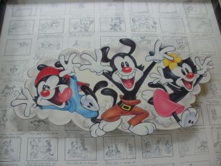 The Animaniacs triple signed 3D shadowbox LE art framed WBSS Warner Brothers 5