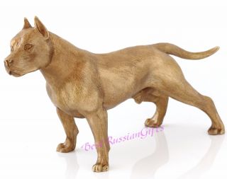 Staffordshire Bull Terrier Art Bronze Statue Dog Figurine Animal Sculpture 7.  1 "