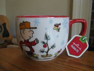 Hallmark Peanuts Christmas 24 Oz.  Mug Holiday Happiness Just Add Friends Nwt