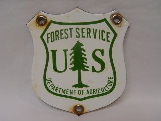 Vintage Us Forest Service Department Of Agriculture Porcelain Die - Cut Sign
