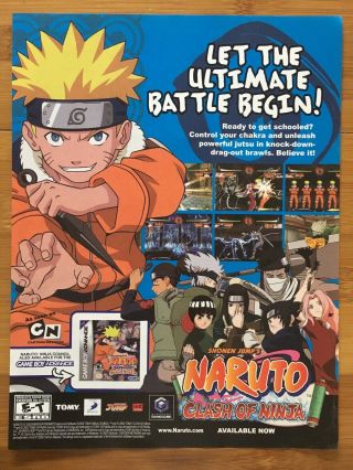 Naruto: Clash Of Ninja Nintendo Gamecube 2006 Vintage Poster Ad Art Print Rare