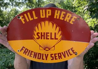 Vintage Shell Porcelain Sign Oil Gas Vintage Performance Parts Pump Plate