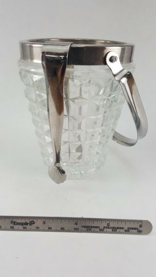 Japanese Vintage Crystal Cut Glass Ice Bucket with handle and tong 2