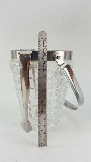 Japanese Vintage Crystal Cut Glass Ice Bucket with handle and tong 6