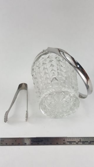 Japanese Vintage Crystal Cut Glass Ice Bucket with handle and tong 8