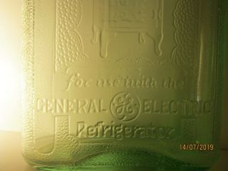 ANTIQUE - GE - GENERAL ELECTRIC - REFRIGERATOR WATER BOTTLE - GREEN TINT - W/CAP 3