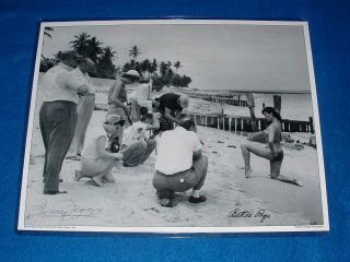 Bettie Page & Bunny Yeager Signed Bettie On Beach 11x14 " With