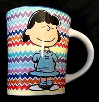 Peanuts Coffee Cup / Mug Lucy Van Pelt 16 Ounce Colorful Zig Zags Gibson Ceramic