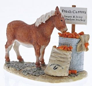 Kitchy & Co Donkey Figurine Crunchy Carrots Border Fine Arts Approx 11.  5cm High