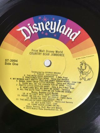 1972 Walt Disney World Country Bear Jamboree Disneyland Records LP w/book,  vinyl 8
