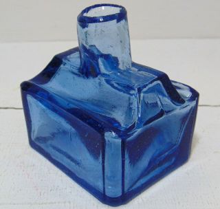 Paler Copper - Blue Victorian " Boat " Type Ink Bottle C1890 