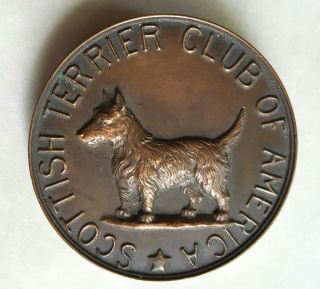 Antique 1907 Scottish Terrier Dog Club Of America Medal Copper Or Bronze Thistle