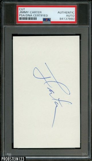 President Jimmy Carter Signed 3x5 Index Card Psa/dna Autographed Auto