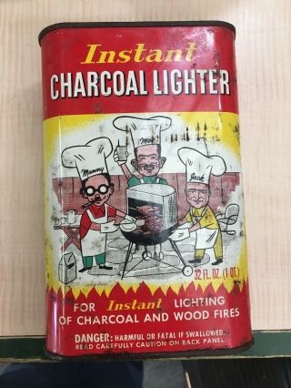 Vintage Pep Boys Manny Moe & Jack Charcoal Lighter Fluid Metal Can