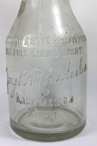Jay B Rhodes Kalamazoo Mich.  Vintage Automobile Oil Bottle W/ Correct Spout