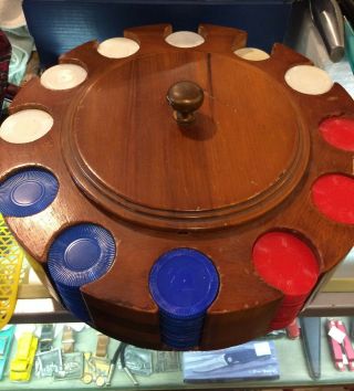 Wooden Poker Chip Carousel.  Handmade In Oklahoma City,  Ok