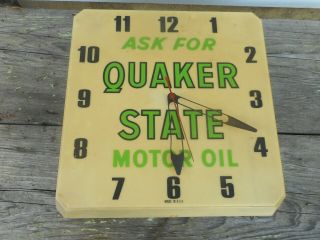 Vintage Ask For Quaker State Motor Oil Gas Station Advertising Wall Clock