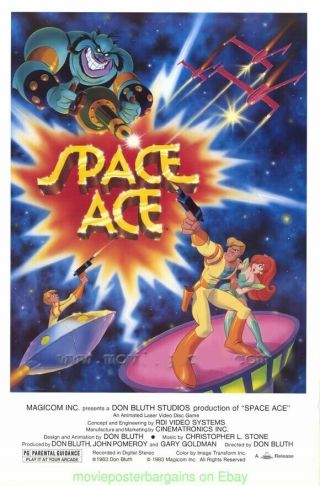 Space Ace Game Movie Poster 27x41 Don Bluth Animation Rare Early 80 