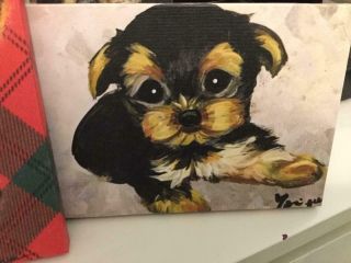 Yorkie Puppy Printed Picture From Painting