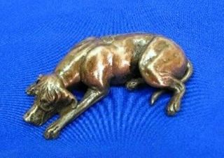Rhodesian Ridgeback (sleeping) Cold - Cast Bronze Figurine 4.  5” Long 63 - 123 - 3
