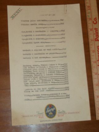 1930 ' s LEARY ' S ALE & BEER menu sheet Waterbury Brewing Co Connecticut red fox 2