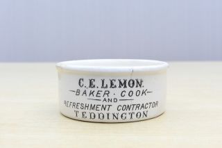 VINTAGE 1900s C.  E LEMON TEDDINGTON LONDON POTTED MEATS BLOATER PASTE POT JAR 2
