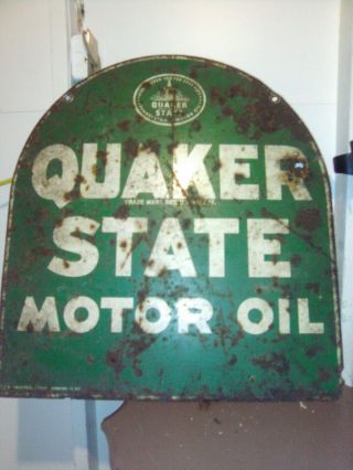 Large " Quaker State Oil Sign 40 38 " Porcelain Metal Sign Double Sided