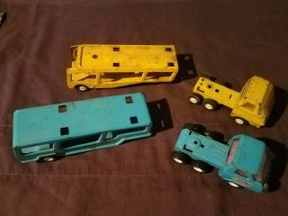 Vintage Buddy L Truck with Trailer 1960 ' s Car Carrier/Transporter blue & yellow 4