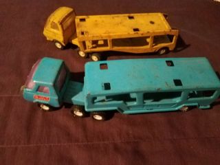 Vintage Buddy L Truck with Trailer 1960 ' s Car Carrier/Transporter blue & yellow 6