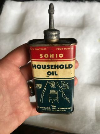 Vintage Handy Oiler Gun Oil Can Tin Lead Top Sohio Household Oil Standard Ohio